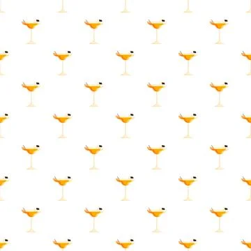 Halloween cocktails pattern featuring orange drinks with spooky eyeballs Stock Illustration