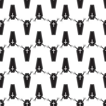 Halloween coffin pattern seamless vector Illustrazione stock