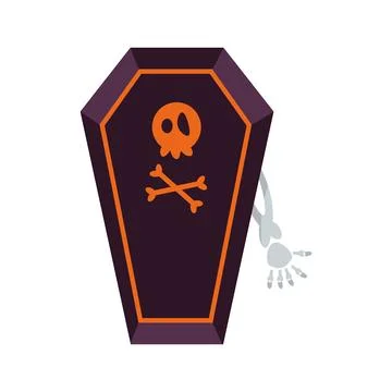 Halloween coffin with skeleton Stock Illustration