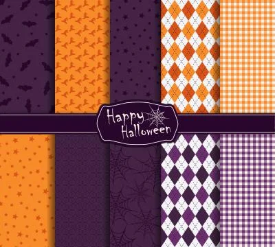 Halloween collection of seamless pattern Stock Illustration