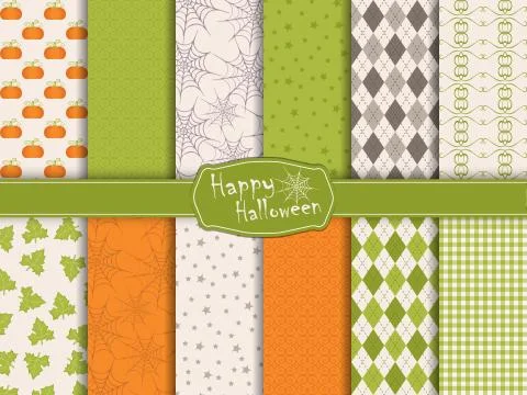 Halloween collection of seamless pattern Illustrazione stock