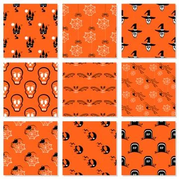 Halloween Collection Seamless Patterns Stock-Illustration