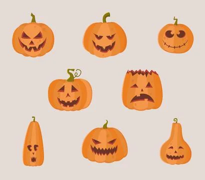 Halloween color pumpkins illustrator vector pack halloween Stock Illustration
