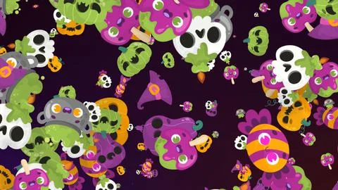 Halloween colorful elements in dark backgrounds 스톡 일러스트