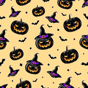 Halloween Colorful Pumpkin Patternn Stock Illustration