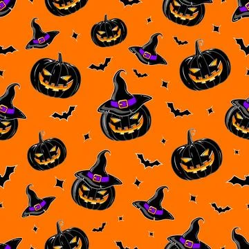 Halloween Colorful Pumpkin Patternn Stock Illustration