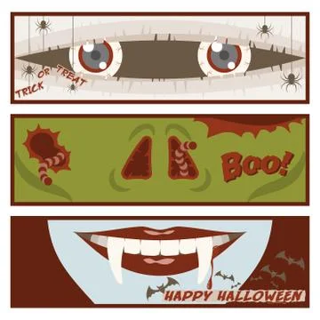 Halloween comic strip banner Stock Illustration