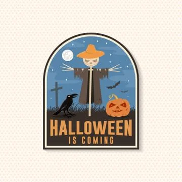 Halloween is coming patch. Vector Halloween badge, pin. Sticker or Labels for Stock Illustration