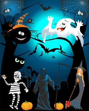 Halloween composition, Stock Illustration