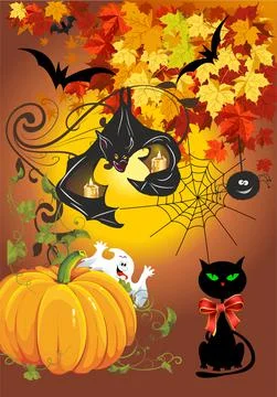 Halloween composition, Stock Illustration
