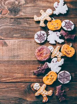 Halloween Cookies On Table Stock Photos