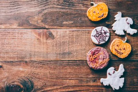 Halloween Cookies On Table Stock Photos