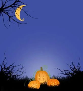 Halloween Copy Space or Background With  and Jack-o-Lanterns Stock Illustration