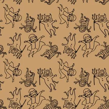 Halloween costumes at seamless pattern Stock Illustration