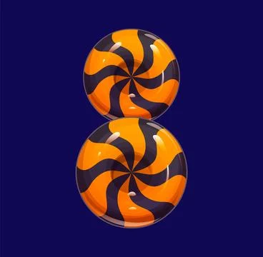 Halloween countdown font number 8 with candies Stock Illustration