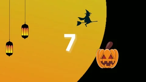 Halloween countdown motion graphics 10 to 0 animation Stock Footage 142119940