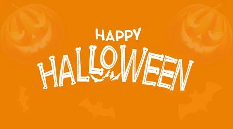 Halloween. Creative text on orange background with pumpkins. Illustrazione stock