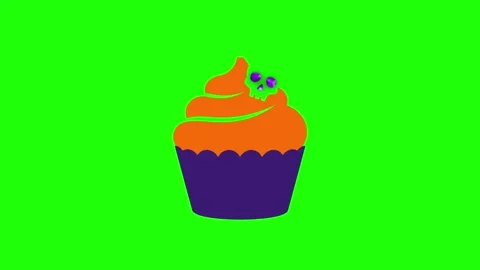 Halloween Cupcake Animation on Green Screen Stock Footage 331050153