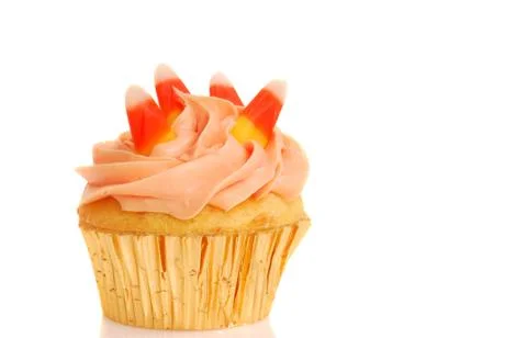 Halloween cupcake with candy corn Stock Photos