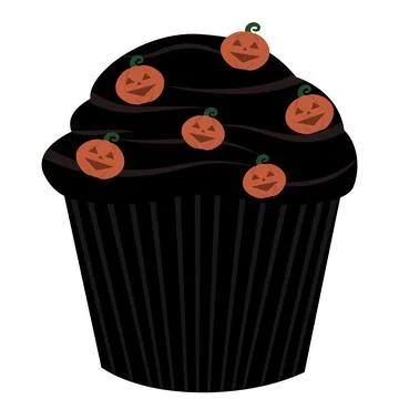 Halloween cupcake pumpkins Stock Illustration