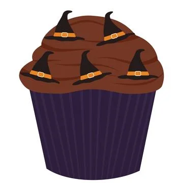 Halloween cupcake witch hat Stock Illustration
