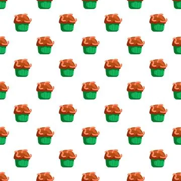 Halloween cupcakes pattern featuring worms dessert design Stock Illustration