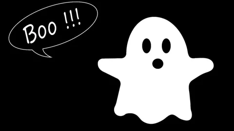 Halloween cute ghost cartoon animation on black background. Stock Footage 335582422