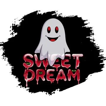 Halloween cute ghost with dripping sweet dream text Stock-Illustration