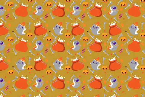 Halloween cute ghost seamless pattern with boo Stock Illustration