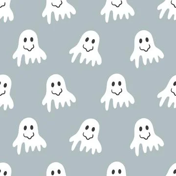 Halloween Cute Ghost Vector Seamless Pattern Texture 스톡 일러스트
