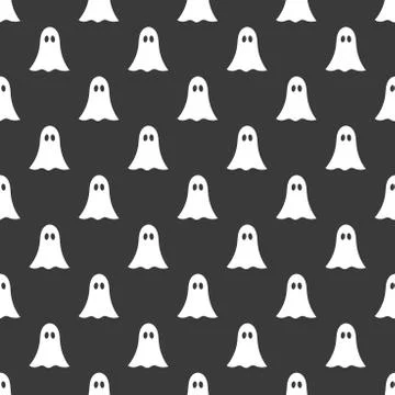 Halloween cute ghosts pattern. Vector illustration Stock Illustration