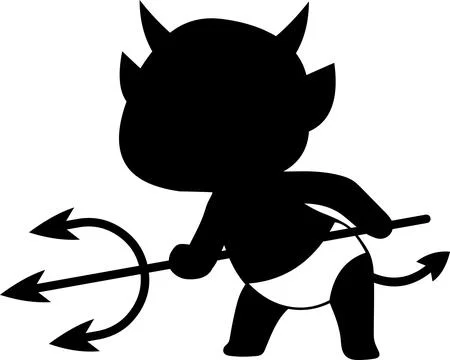 Halloween Cute Little Devil Black Silhouette Stock Illustration