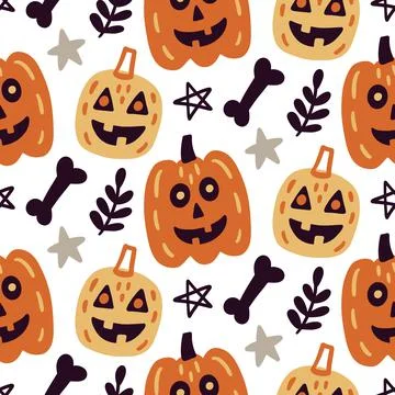 Halloween Cute Pumpkin Vector Seamless Pattern Texture Illustrazione stock