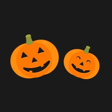 Halloween cute pumpkins on the black background Stock Illustration