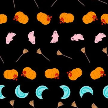 Halloween cute vector repeat pattern design background Stock Illustration
