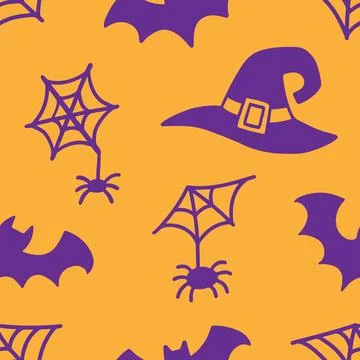 Halloween Cute Vector Seamless Pattern Texture Stock Illustration