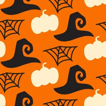 Halloween Cute Vector Seamless Pattern Texture Stock Illustration