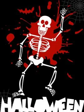 Halloween dancing skeleton background Stock Illustration