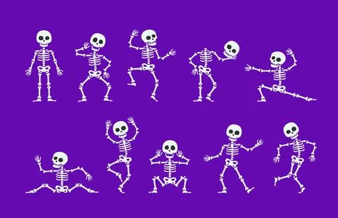 Halloween dancing skeleton characters vector set イラスト素材