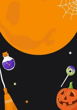 Halloween dark background for leaflets flyers and web banners with big moon b Stock Illustration