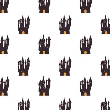 Halloween dark haunted castles pattern background Stock Illustration