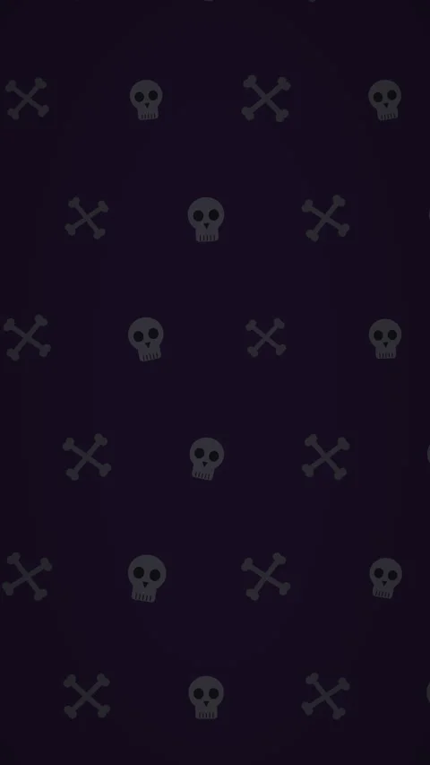 Halloween Dark Skulls Pattern Background with Purple Glow Stock Footage 345640488