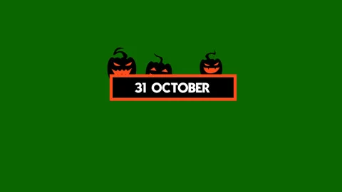 Halloween date banner with animated pumpkins on green screen Vídeos de archivo 340820870