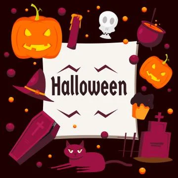 Halloween day concept background, flat style Stock Illustration