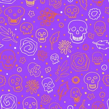 Halloween, The day of the Dead seamless pattern Stock Illustration