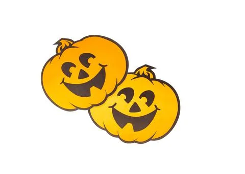 Halloween decor. Orange paper craft pumpkins. Foto stock