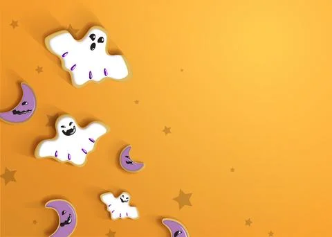 Halloween decorated biscuits vector background Stock Illustration