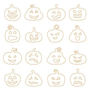 Halloween decorating. Jack-o-Lantern silhouette set Stock Illustration