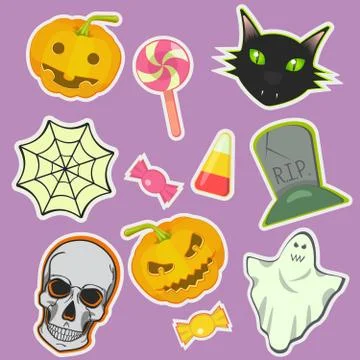 Halloween decoration attributes vector image. Stock Illustration