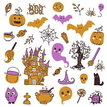 Halloween decoration design elements Stock Illustration